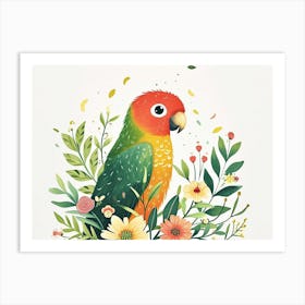 Little Floral Parrot 2 Art Print