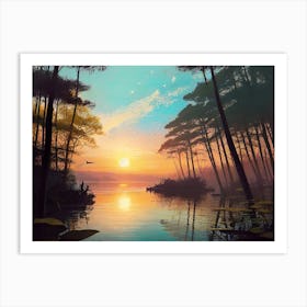 Sunset In The Woods 13 Art Print