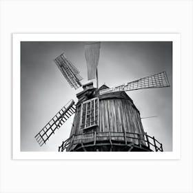 Black And White Windmill Art Print