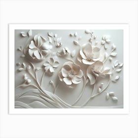 3d Marble Flowers Art Print