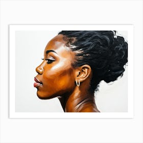 Side Profile Of Beautiful Woman Oil Painting 134 Art Print