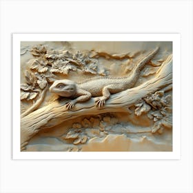 Lizard Carving 1 Art Print