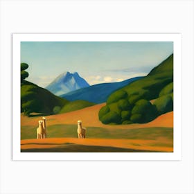 Alpacas In The Desert Art Print