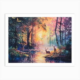 Sunset In The Forest Art Print