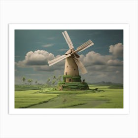 Windmill In The Field 1 Art Print