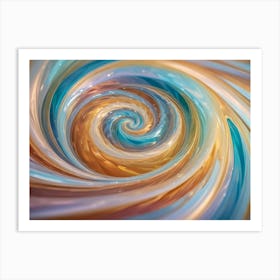 Abstract Swirling Pattern With A Hypnotic Effect, Featuring Blue, Yellow, And Gold Colors Art Print