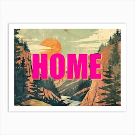Pink And Gold Home Poster Retro Mountains 7 Art Print
