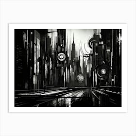 Metropolis Abstract Black And White 4 Art Print