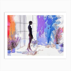 Woman In A Bathroom Art Print