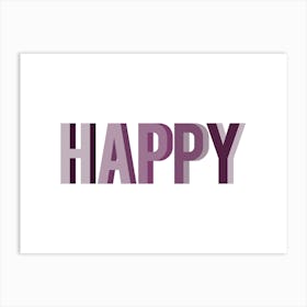 Happy Typography Purple Art Print