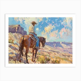 Cowboy In Chihuahuan Desert Texas 1 Art Print