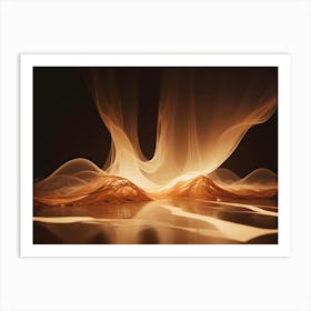 An Abstract Image Of Glowing, Orange Threads Creating A Dynamic And Futuristic Landscape Art Print