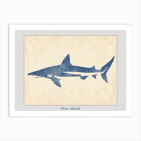 Blue Shark Grey Silhouette 5 Poster Art Print