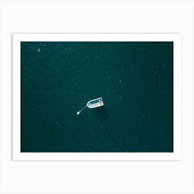 Top view of an empty boat in the lake Art Print