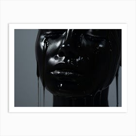 Tear Rolling Down A Cheek Embodying Sweet Dark Sorrow Against A Subtle Background 3d Hyper Reali (1) Art Print