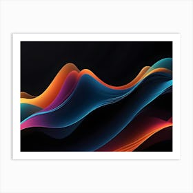 Abstract Image Of Colorful, Glowing Waves On A Black Background, Creating A Dynamic And Energetic Effect 9 Art Print