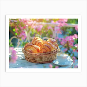 Basket Of Croissants Art Print