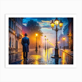 Depict A Hyperrealistic Urban Scene At Twilight W (1) Art Print