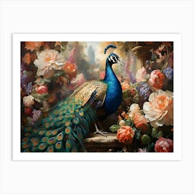 Peacock In The Garden Paintings Art Print 1 Art Print