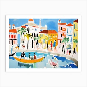 Venice Italy Cute Watercolour Illustration 7 Art Print