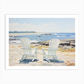 Adirondack Chairs On The Beach In Maine - expressionism Art Print