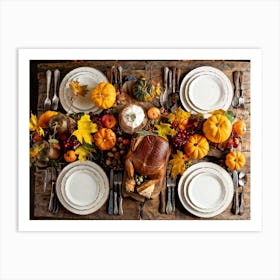 An Autumnal Composition On A Rustic Wooden Table Setting Featuring A Variety Of Harvested Ingredien (3) 1 Art Print