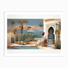 Man By The Pool Art Print