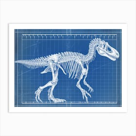 Dilophosaurus Skeleton Hand Drawn Blueprint 1 Art Print