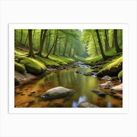 Stream In The Forest Art Print