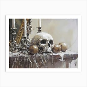 'Skull And Candles' Art Print