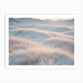 A Field Of Soft, White Grass, Illuminated By The Warm Light Of The Setting Sun, Creating A Dreamy And Ethereal Atmosphere Art Print