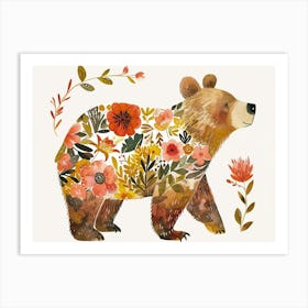 Little Floral Grizzly Bear 2 Art Print