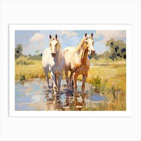 Horses Painting In Loire Valley, France, Landscape 1 Art Print