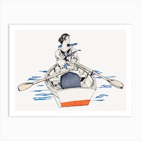 Woman Rowing In The River, Edward Penfield Art Print