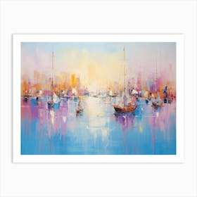 Sunset Sailboats Art Print