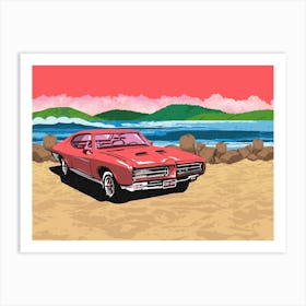 Classic Car On The Beach Art Print