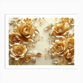 Gold Roses Wallpaper Art Print