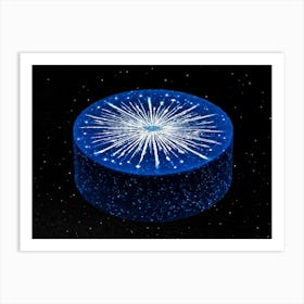 Abstract Illustration Of A Bright Blue And Black Double Star Radiating A Glow With A Pattern Of Twi (5) Art Print