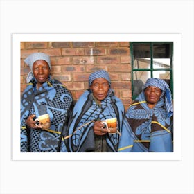 Three Women Holding Cups Of Coffee Art Print