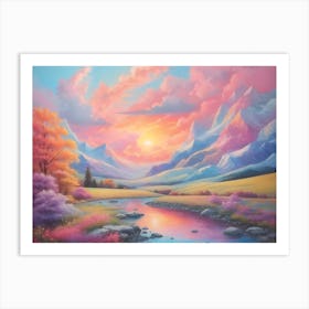 Sunset In The Mountains Art Print