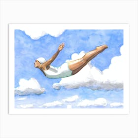 High Diver In Soft Clouds Art Print