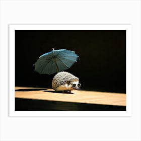 Hedgehog With Umbrella Affiche