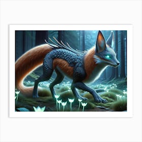 Sneaky Dragon Fox Art Print