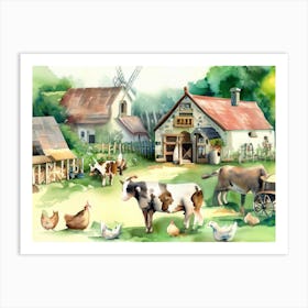 Village House AI Watercolor Painting 2 Art Print