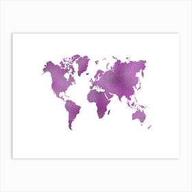 Purple World Map Art Print