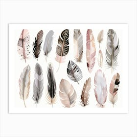 Watercolor Feathers 6 Art Print