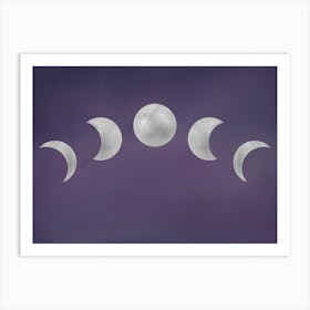 Moon Phases - Dark Blue - Moon Magic Art Print