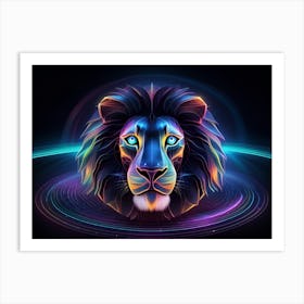 Neon Lion 1 Art Print