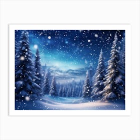 Banner Featuring A Majestic Winter Landscape Blanketed By Pristine Snow Where Magic Snowflakes Gen (7) Art Print