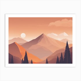 Misty mountains horizontal background in orange tone 116 Art Print